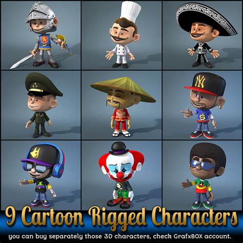 3d Model 9 Cartoon Characters Cgtrader
