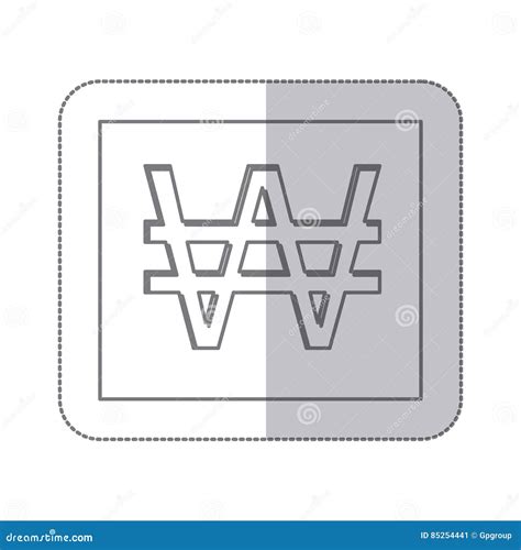 Middle Shadow Monochrome Square with Currency Symbol of South Korea