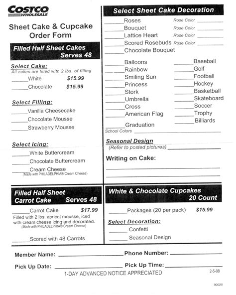 The food offering on costco.com is limited as well, compared to the warehouse. Costco Cake Order Form PDF | Cake Order Forms | Pinterest ...