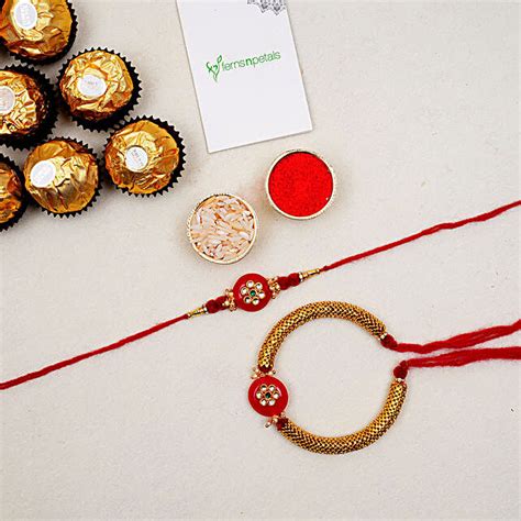 Red Pearl Bhaiya Bhabhi Rakhi With Pcs Ferrero Rocher Philippines