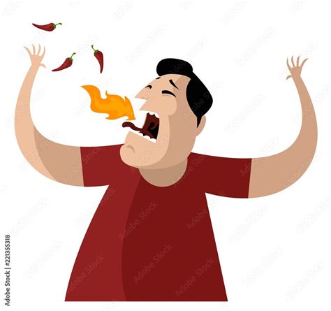 Man Eating Spicy Food Stock Vector Adobe Stock