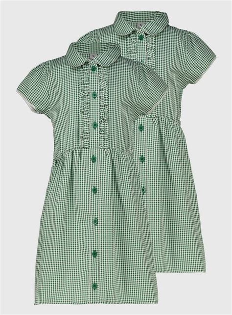 Buy Green Gingham Classic School Dress 2 Pack 10 Years School