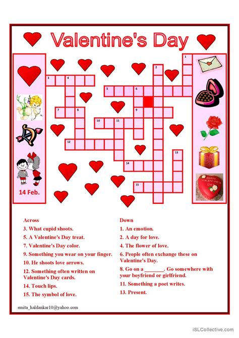 Valentine Day Crossword Crossword English Esl Worksheets Pdf And Doc