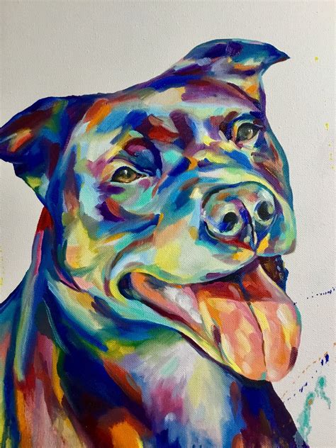 Colorful Dog Painting From Photo Custom Portrait Animal Etsy
