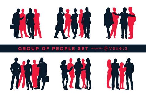 Silhouette Set Of Groups Of People Vector Download