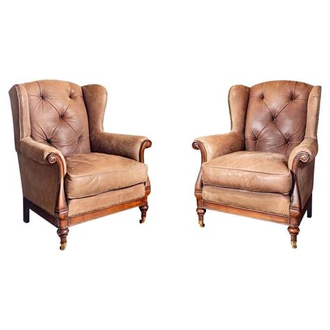 Mustard Yellow Leather Wing Chair At 1stdibs Yellow Leather Wingback