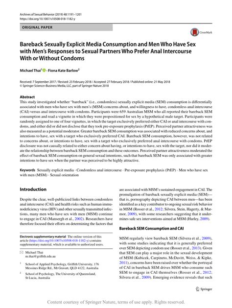bareback sexually explicit media consumption and men who have sex with men s responses to sexual