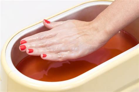 Process Paraffin Treatment Of Female Hands Stock Photo Image Of