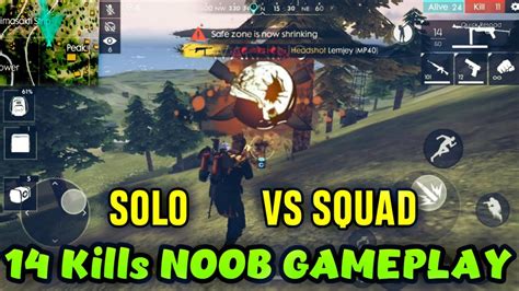 Freefire Solo Vs Squad 14 Kills Noob Gameplay In Bermuda Youtube