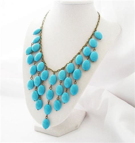 Items Similar To Turquoise Blue Bib Necklace Statement Necklace