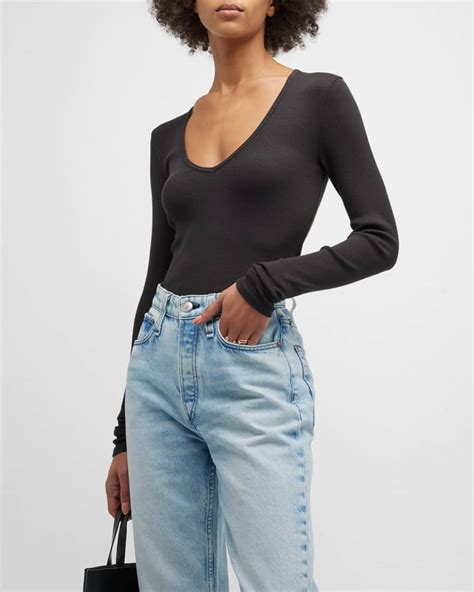 Rag And Bone The Essential Rib Vee Top Neiman Marcus