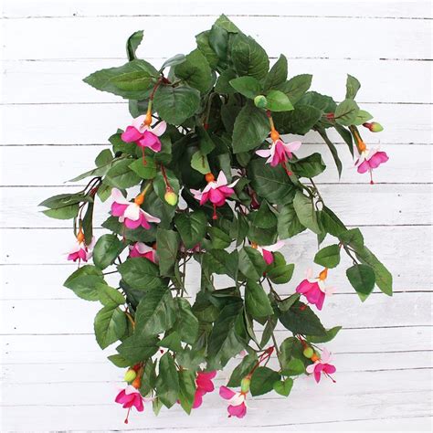 Value Fuchsia Silk Flower Hanging Bush In Dark Pink Artificial Plants