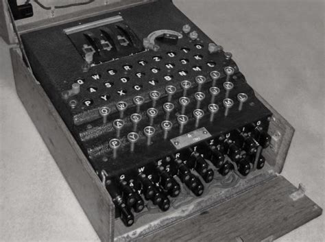 Exterior View Of Enigma Showing Front Plugboard With Cables 1
