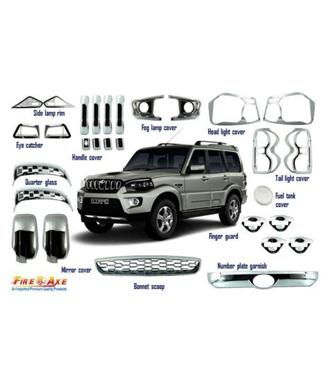 Car Chrome Accessories Combo Kit For Scorpio Type 5 Crysta By Fireaxe