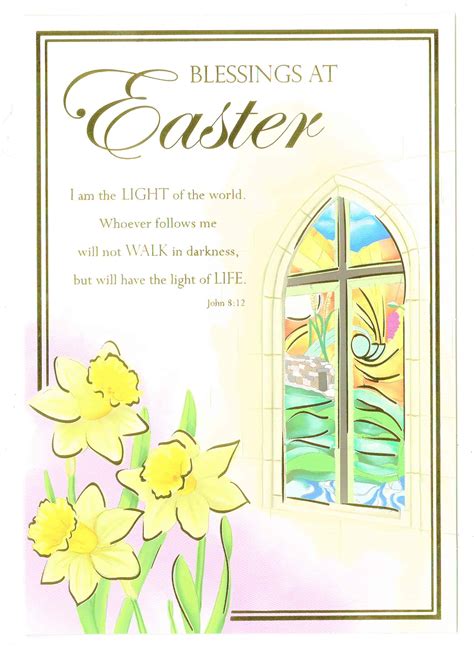 Easter Card Blessings At Easter With Stained Glass Window And