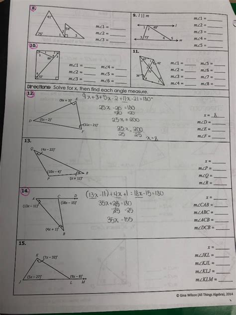 Gina wilson, 2012 products by gina wilson (all things algebra) may be used by the purchaser for their pythagorean theorem gina wilson 2014 answer key. Solved: Exterior Angle Theorem And Triangle Sum Theorem Pl ...