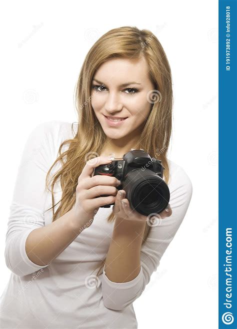 Photography Is Fun Young Beautiful Woman Photographer Taking Images