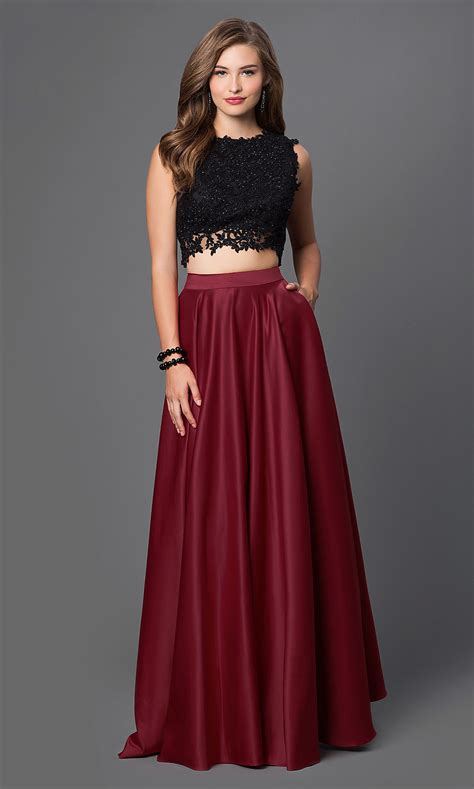 Two Piece Prom Dress With Lace Top Promgirl