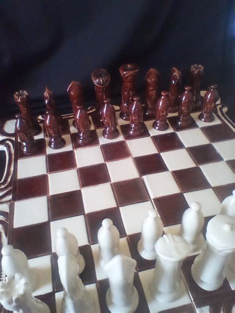 Vintage Ceramic Chess Set Duncan Mold Pieces Etsy
