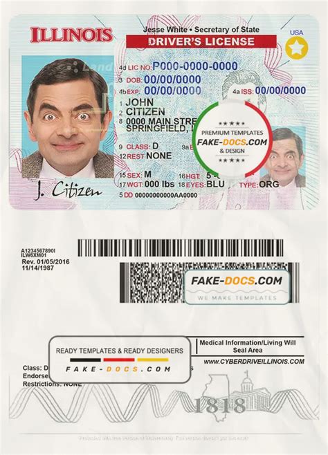 Illinois Driver License Psd Template Fake Docs