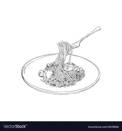 Spaghetti Hand Drawn Sketch Royalty Free Vector Image