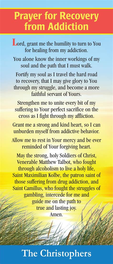 Prayer For Recovery From Addiction Pack Of 100