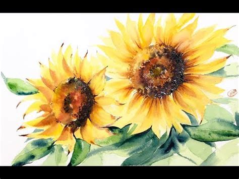 Watercolor Sunflowers Painting Demo YouTube