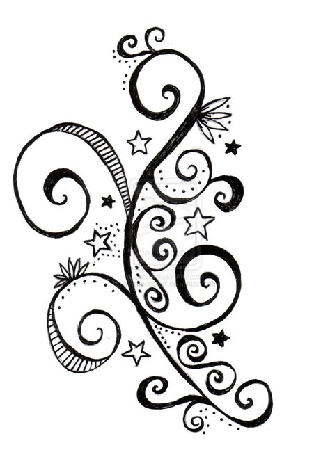Star And Swirls Tattoo Design By Lynettecooper On Deviantart Swirl