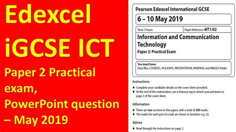 Numbered 002 for ease of reference. Edexcel iGCSE ICT Paper 2, PowerPoint Question - May 2019 ...