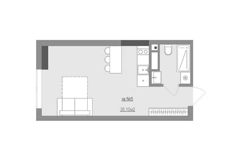 26 Square Meter Studio Apartment Floor Plan Blueprint Interior Design