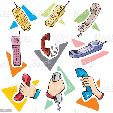Communications Illustration Set Phone Receivers Stock Illustration