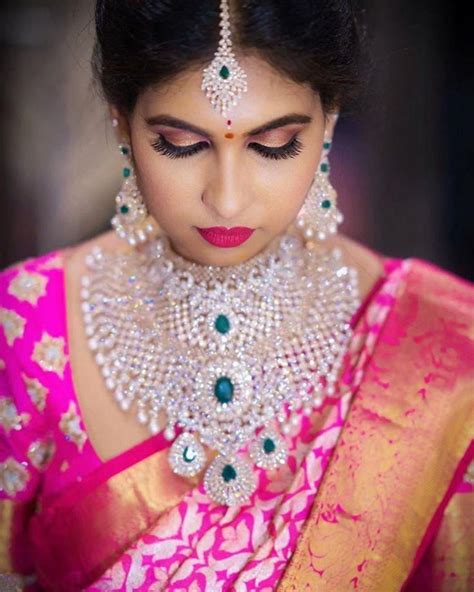 Shimmery South Indian Bridal Makeup Indian Brides Jewelry Bride