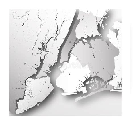 Boroughs Of New York City Outline Map Stock Vector Illustration Of