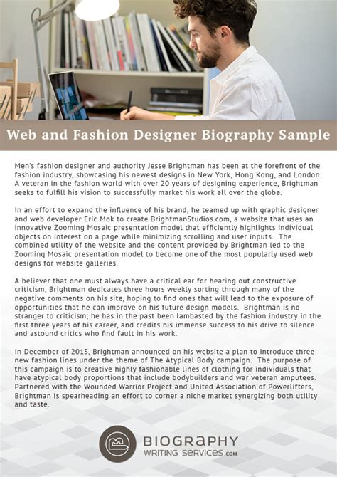 Web And Fashion Designer Biography Sample By Bestbiographysamples On