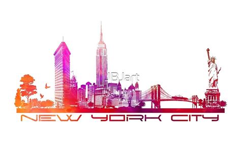 New York City Skyline Purple Posters By Jbjart Redbubble