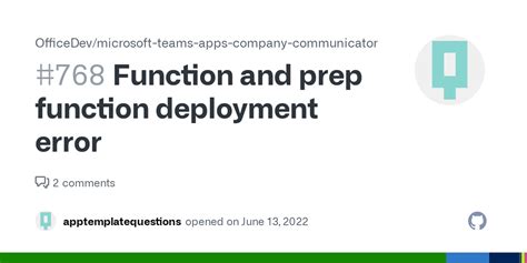 function and prep function deployment error · issue 768 · officedev microsoft teams apps