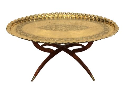 The polished brass finish adds a hint of shine to tables, dressers or mantels. Round Brass Tray Top Coffee Table | Round coffee table ...
