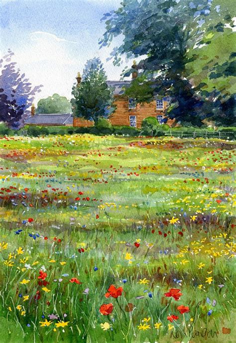 Wildflower Meadow Neil Pearson Illustration Landscape Paintings