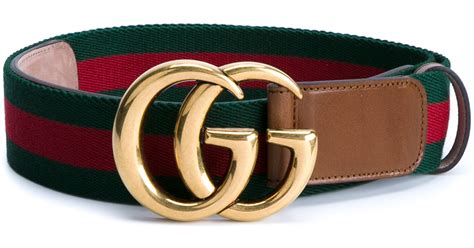 Lyst Gucci Web And Logo Canvas And Leather Belt In Green