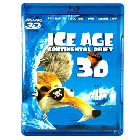 Ice Age Continental Drift 3 Disc 3d 2d Blu Raydvd 2012 Like New