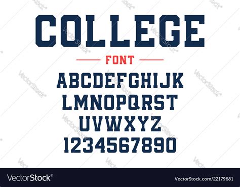 Classic College Font Vintage Sport Font Royalty Free Vector