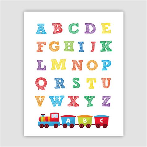 Train Alphabet Nursery Wall Art Decor Alphabet Nursery Art