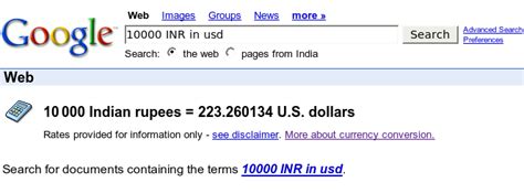 Maybe you would like to learn more about one of these? Use google to convert USD (US Dollars $$) to Indian rupees ...