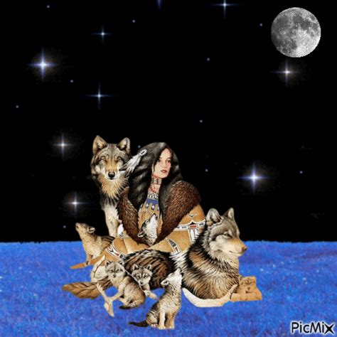 Native American Woman And Wolves Free Animated  Picmix