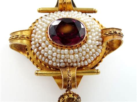 14k Gold Victorian Garnet And Seed Pearls Pin From Mur Sadies On Ruby Lane