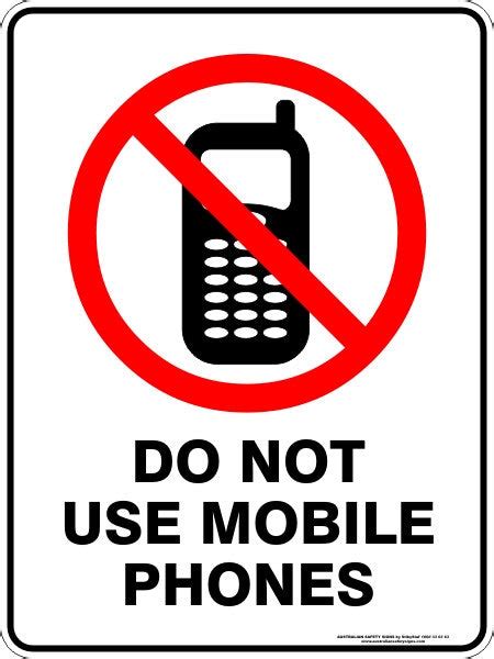 Do Not Use Mobile Phones Australian Safety Signs