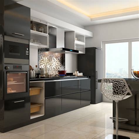 View White And Black Modular Kitchen Design Pics Kitchen Ideas And Designs