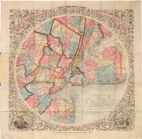 One Of The Most Attractive 19th Century Maps Of New York City Rare