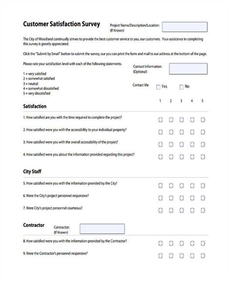 Printable Customer Satisfaction Survey Template Free