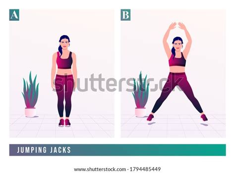Jumping Jacks Exercise Woman Workout Fitness Stock Vector Royalty Free
